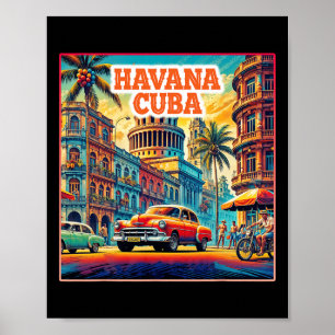 Affiche Havana Cuba Chemises Famille Voyage Tourisme Vinta