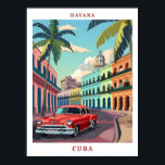 Affiche Havana Cuba Élégant Vintage voyage d'art<br><div class="desc">Havana Cuba Elegant Art Vintage voyage Carte postale</div>