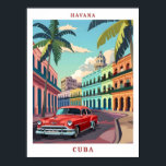 Affiche Havana Cuba Élégant Vintage voyage d'art<br><div class="desc">Havana Cuba Elegant Art Vintage voyage Carte postale</div>