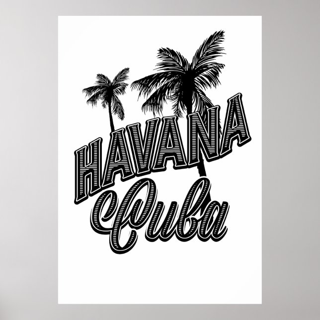 Affiche Havana Cuba typographie vintage art. (Devant)