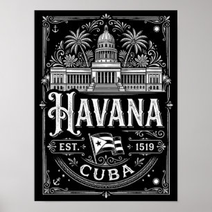 Affiche Havane vintage Cuba Voyage Patrimoine