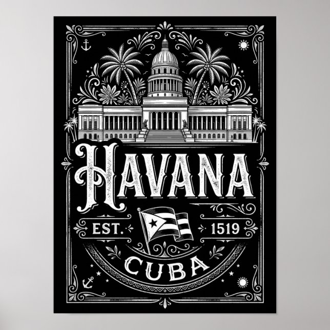 Affiche Havane vintage Cuba Voyage Patrimoine (Devant)