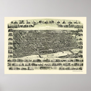Affiche Haverhill, carte panoramique de mA - 1893