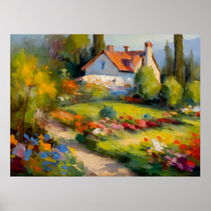 Affiche Havre de floraison : Maison et jardin délicieux