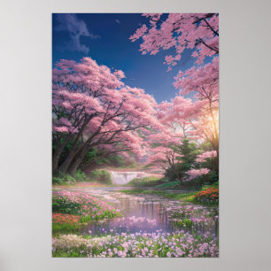 Affiche Havre rose et vert