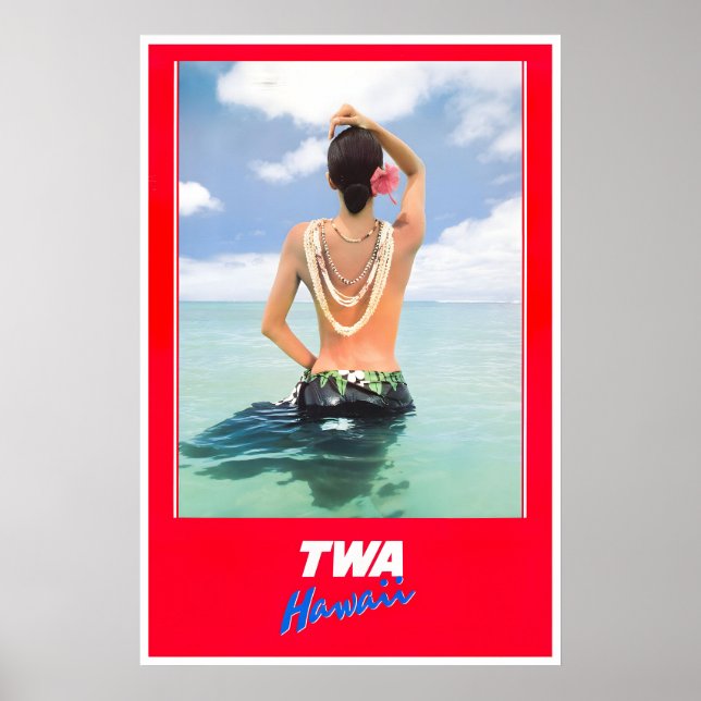 Affiche Hawaï TWA Voyage Art Impression Fille Hawa (Devant)