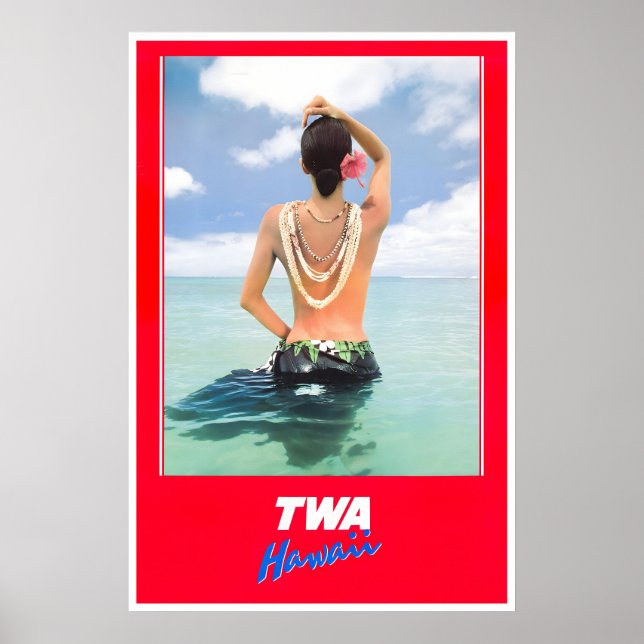 Affiche Hawaï TWA Voyage Art Impression Fille Hawa (Devant)