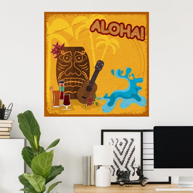 Affiche Hawaii Aloha Tiki Bar Retro Luau Party (Créateur téléchargé)