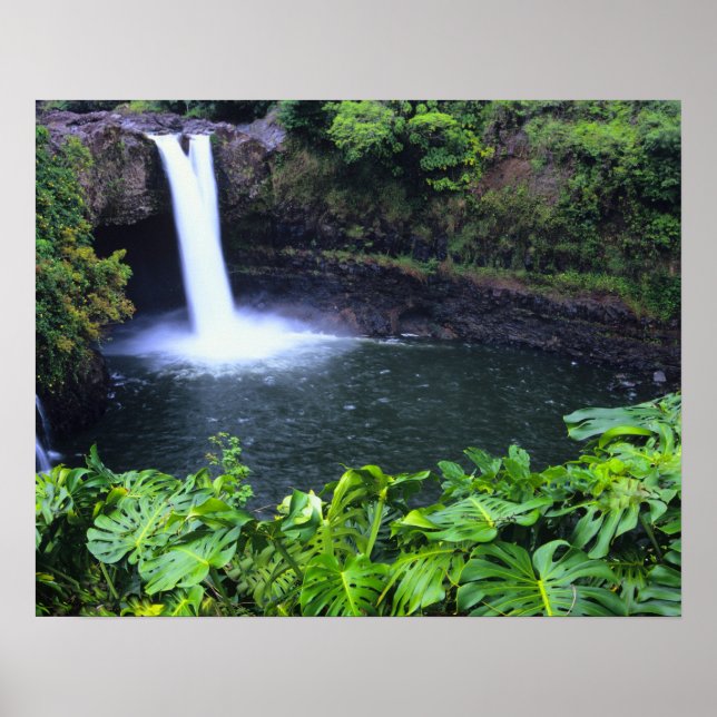 Affiche Hawaii, Grande Ile, Hilo, Chutes d'arc-en-ciel, Lu (Devant)