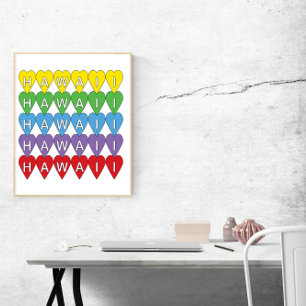 Affiche Hawaii Hearts Rainbow