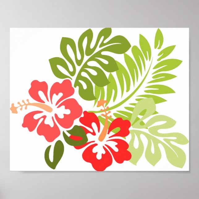 Affiche Hawaii Hibiscus Flora Fleurs Florales Florales Fle (Devant)