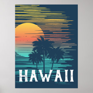Affiche Hawaii Sunset Sunrise Graphic Topic Forêt tropical
