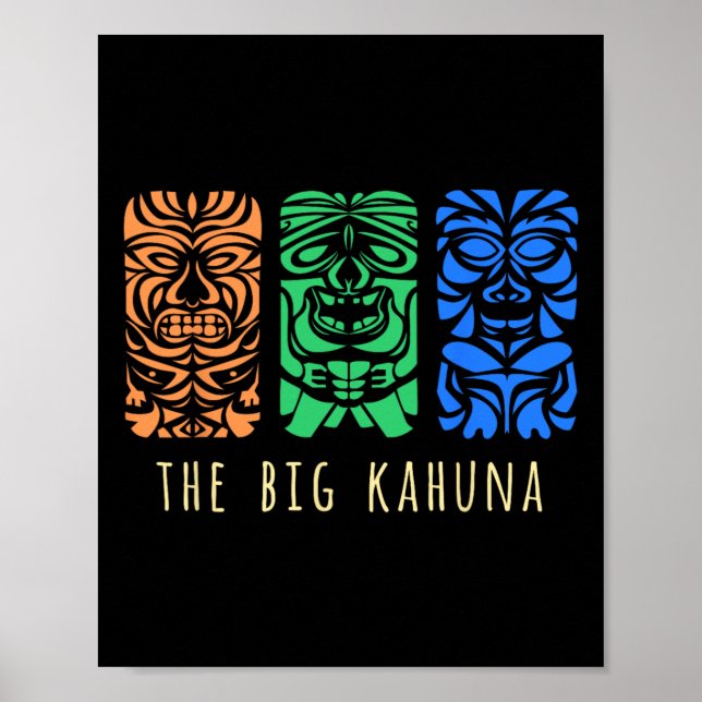 Affiche Hawaii Tiki Surf Polynésien Big Kahuna Retro Hi (Devant)
