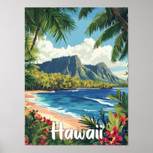 Affiche Hawaii USA Art Vintage Illustration Voyage