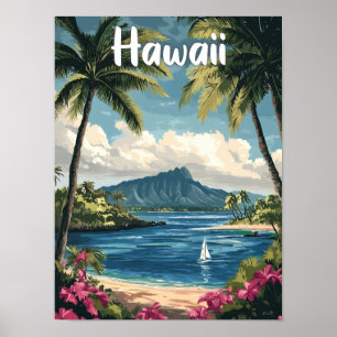 Affiche Hawaii USA Art Vintage Illustration Voyage