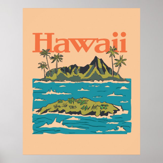 Affiche Hawaii Vintage 1950 Voyage (Devant)