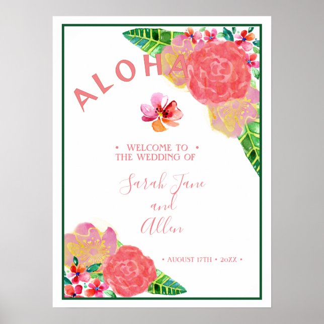 Affiche Hawaiian Aloha Mariage Bienvenue 2 (Devant)