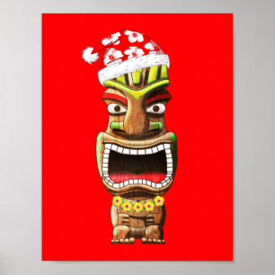 Affiche Hawaiian Christmas Santa Tiki