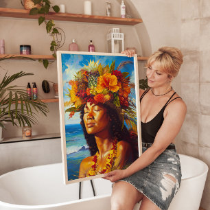 Affiche Hawaiian Island Goddess Tropical Art Imprimer