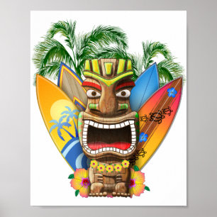 Affiche Hawaiian Tiki Surf