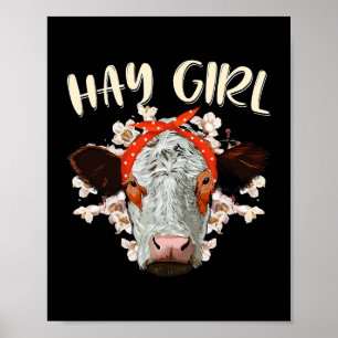 Affiche Hay Girl Heifer Farmer Vache Bandana