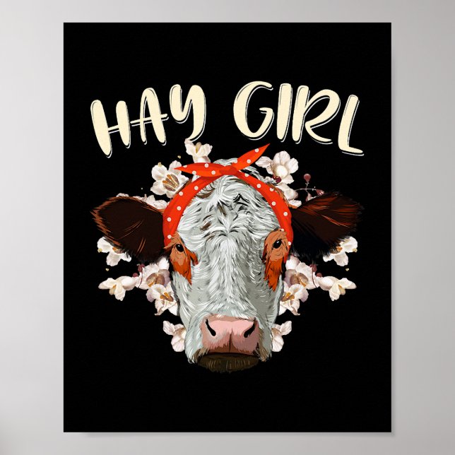 Affiche Hay Girl Heifer Farmer Vache Bandana (Devant)