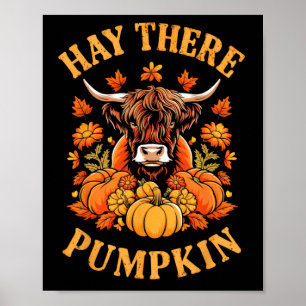 Affiche Hay There Pumkin Highland Cow Automne Automne Than