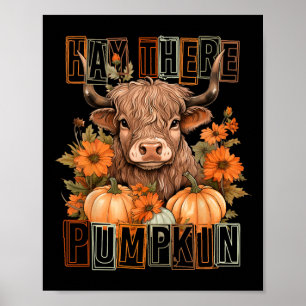 Affiche Hay There Pumkin Highland Cow Automne Automne Than