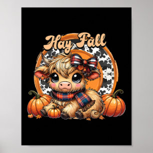 Affiche Hay There Pumkin Highland Cow Automne Automne Than
