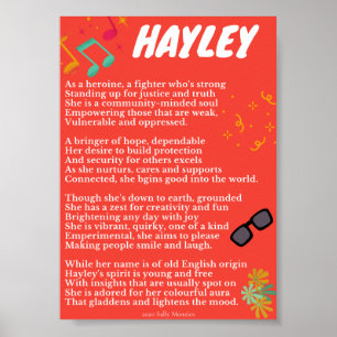 Affiche "Hayley" Nom Poème