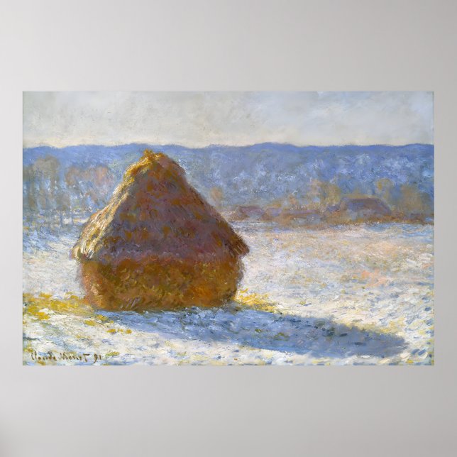Affiche Haystack dans le matin, effet neige-Claude Monet (Devant)