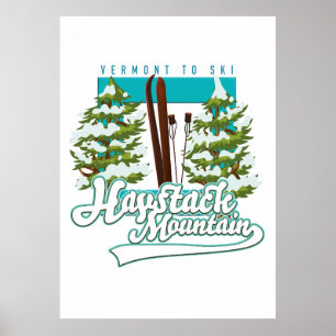 Affiche Haystack Mountain Vermont USA logo du ski