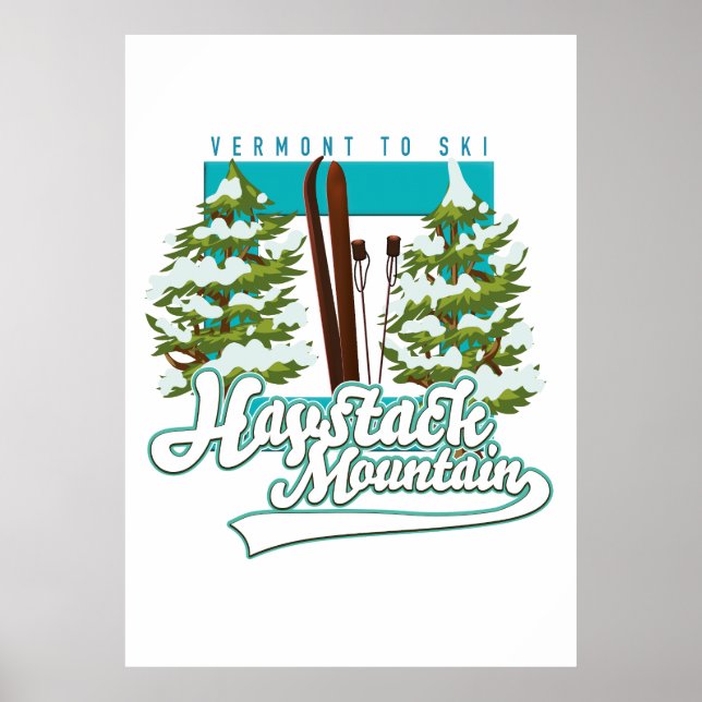 Affiche Haystack Mountain Vermont USA logo du ski (Devant)