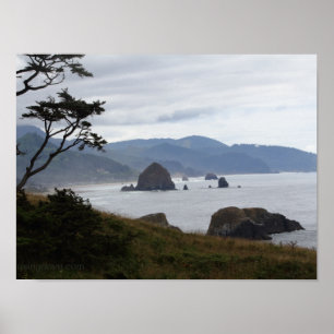Affiche "Haystack Rock du parc d'état Ecola, Oregon #1"