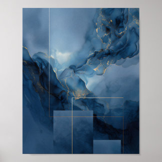 Affiche Haze encadré bleu sarcelle géométrique abstrait