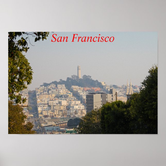 Affiche Hazy Coit Tower, San Francisco, Californie (Devant)