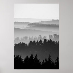 Affiche Hazy Forest Hills Paysage noir et blanc Photo