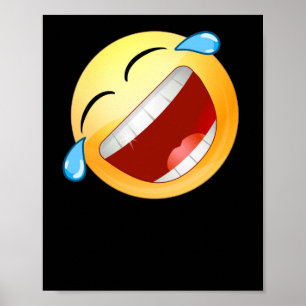 Affiche HD Emoji Rolling sur le sol riant visage