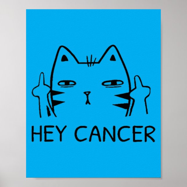 Affiche Hé Cancer F Drôle Chat Doigt D'honneur (Devant)