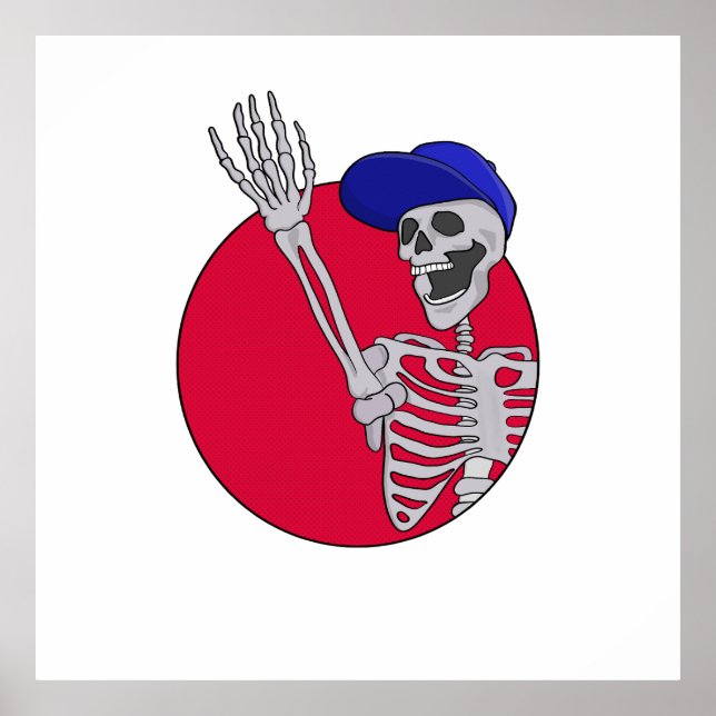 Affiche Hé les amis Squelette cool et drôle (Devant)