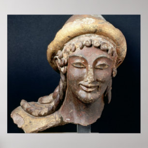 Affiche Head of Hermes wearing a pilos