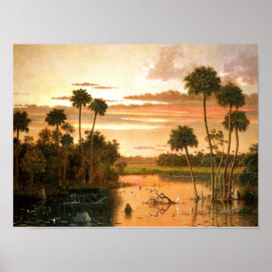 Affiche Heade - Grand coucher de soleil de Floride, peintu