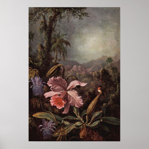 Affiche Heade - Orchidée Et Colibri 1880