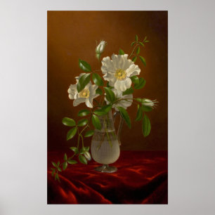 Affiche Heade - Roses Cherokee Dans Un Vase En Verre