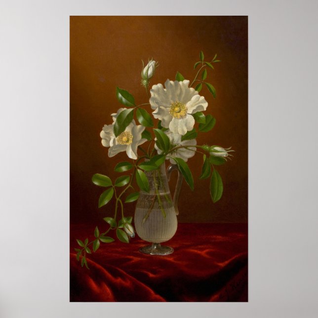 Affiche Heade - Roses Cherokees Dans Un Vase En Verre (Devant)