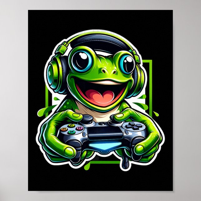 Affiche Headphone Video Game Frog Gaming  (Devant)