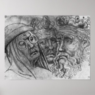 Affiche Heads of three men, from the The Vallardi Album