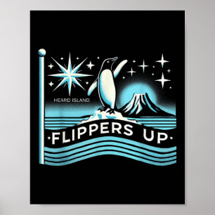 Affiche Heard Island Flippers Up Penguin Funny