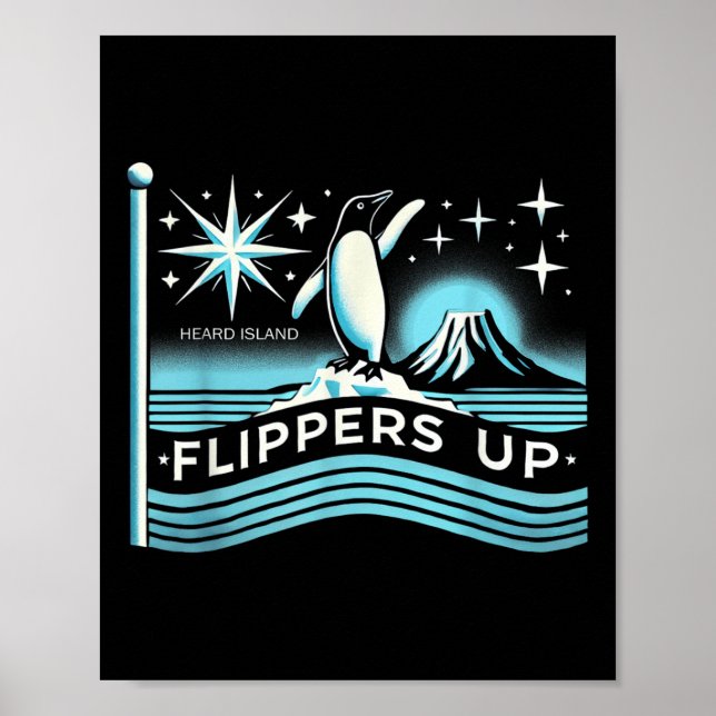 Affiche Heard Island Flippers Up Penguin Funny (Devant)