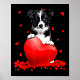 Affiche Heart Border Collie Amoureux des chiens Noël Valen